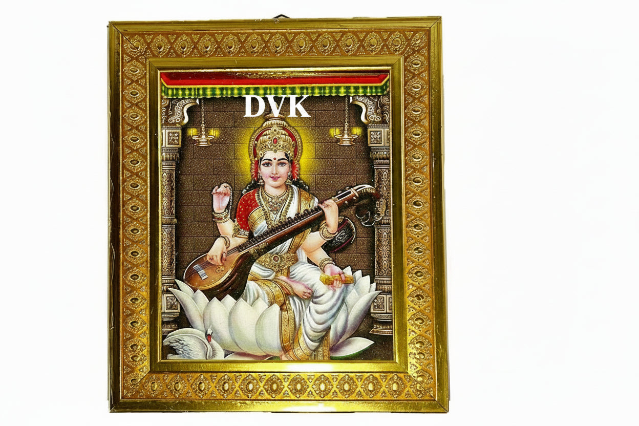 Hindu God Photo Frame (Godness Saraswathi) (Size 21cm*16.5cm)